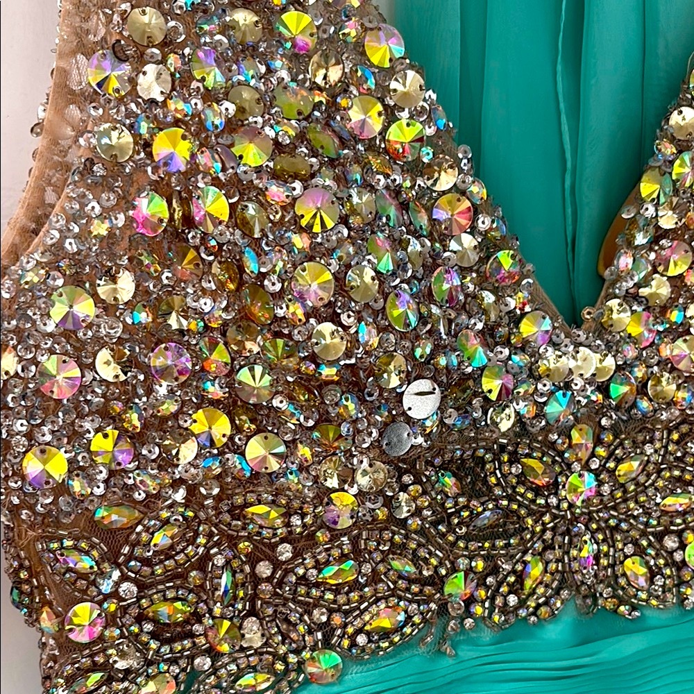 NEW Aspeed Teal and Silver Embellished Maxi Dress